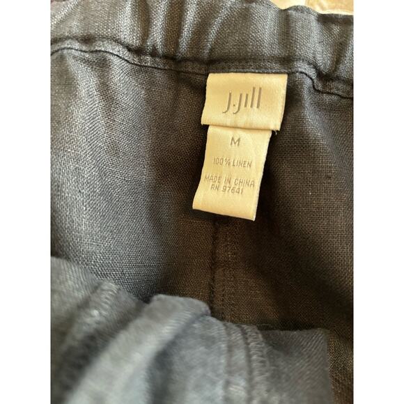J. Jill Black Linen Wide Leg Casual Pants Medium Pull Omn - Picture 6 of 9